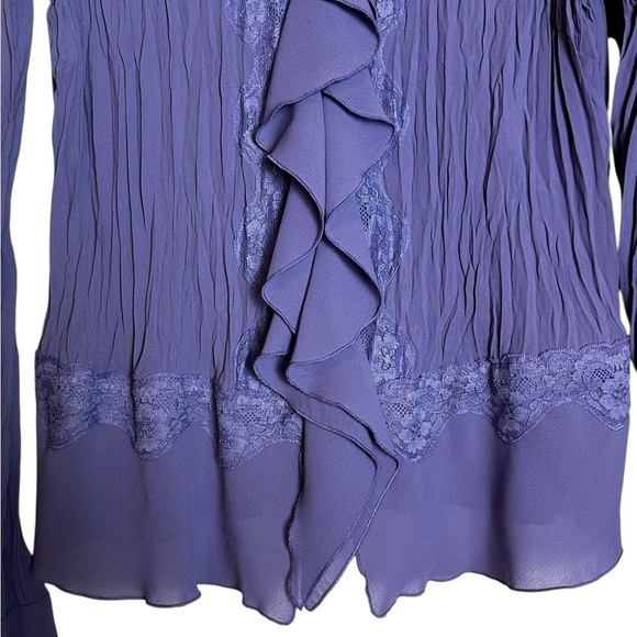 Oscar De La Renta Blouse Bell Sleeve Romantic Grunge Size 12 - Picture 4 of 9